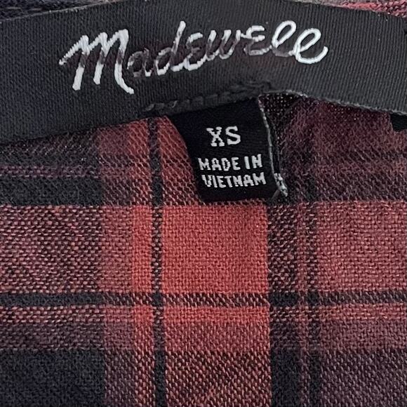 Madewell Plaid Gathered V-Neck Fuller Plaid Puff Sleeve Top Size XS - Picture 2 of 4